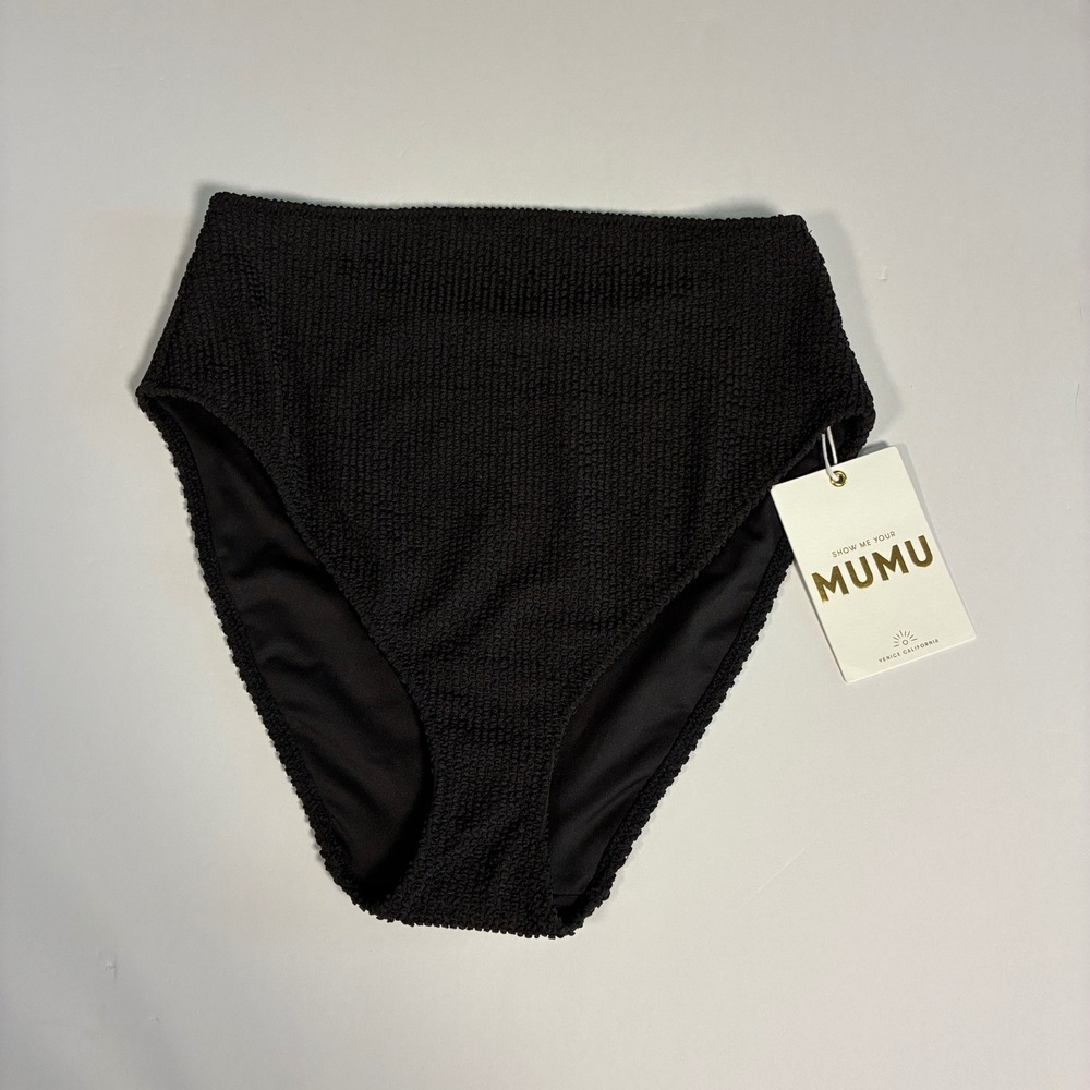 Show Me Your Mumu Bikini Bottom S Black NEW Coastal Beach Swim Pool Minimalist